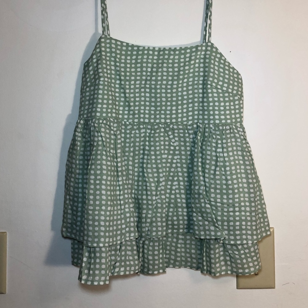 Sage Green Gingham Tank Top